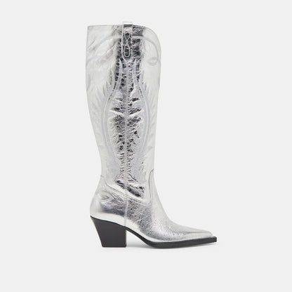 RYATT WIDE CALF BOOTS SILVER DISTRESSED LEATHER - Dolce Vita