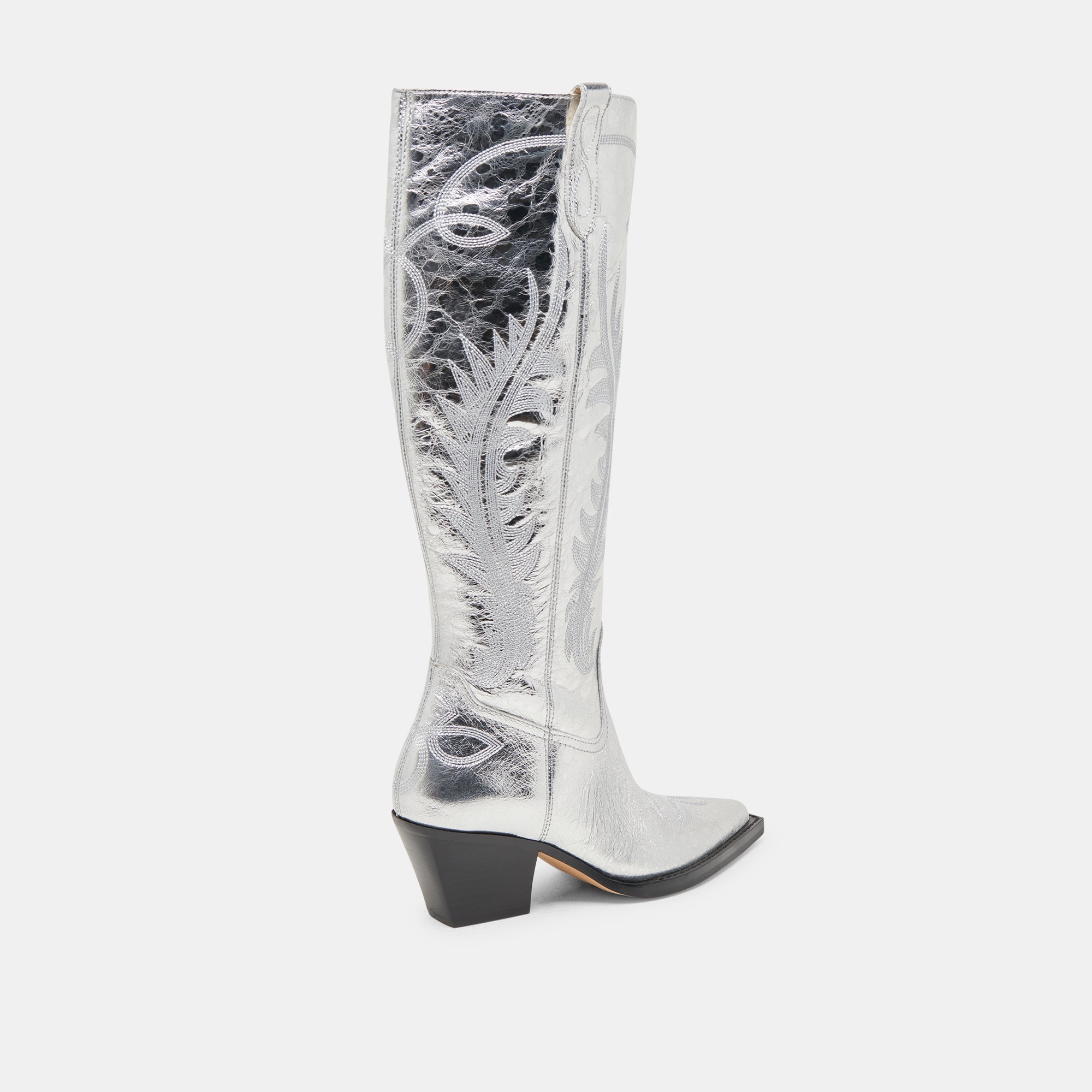 RYATT WIDE CALF BOOTS SILVER DISTRESSED LEATHER | Women Dolce Vita