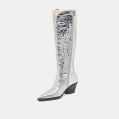 RYATT WIDE CALF BOOTS SILVER DISTRESSED LEATHER | Women Dolce Vita