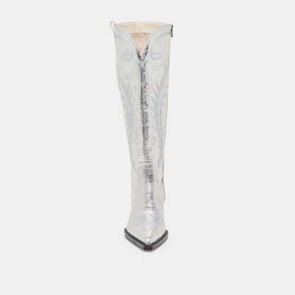 RYATT WIDE CALF BOOTS SILVER DISTRESSED LEATHER - Dolce Vita