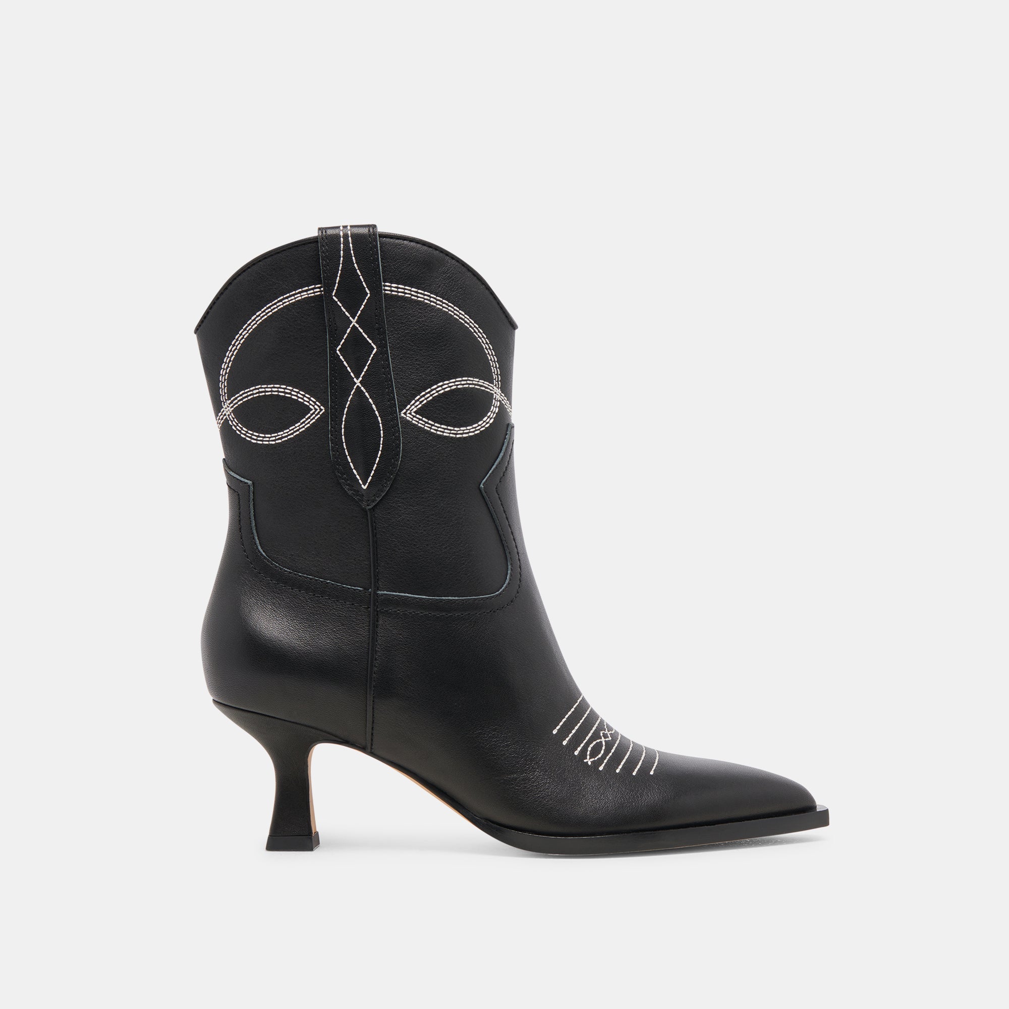 ANGEL BOOTIES BLACK WHITE LEATHER | Women Dolce Vita