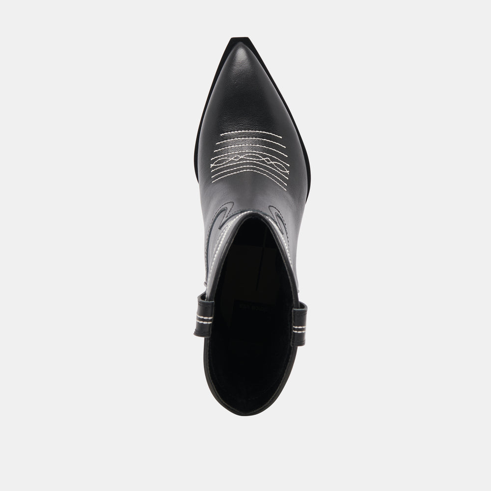 ANGEL BOOTIES BLACK WHITE LEATHER | Women Dolce Vita