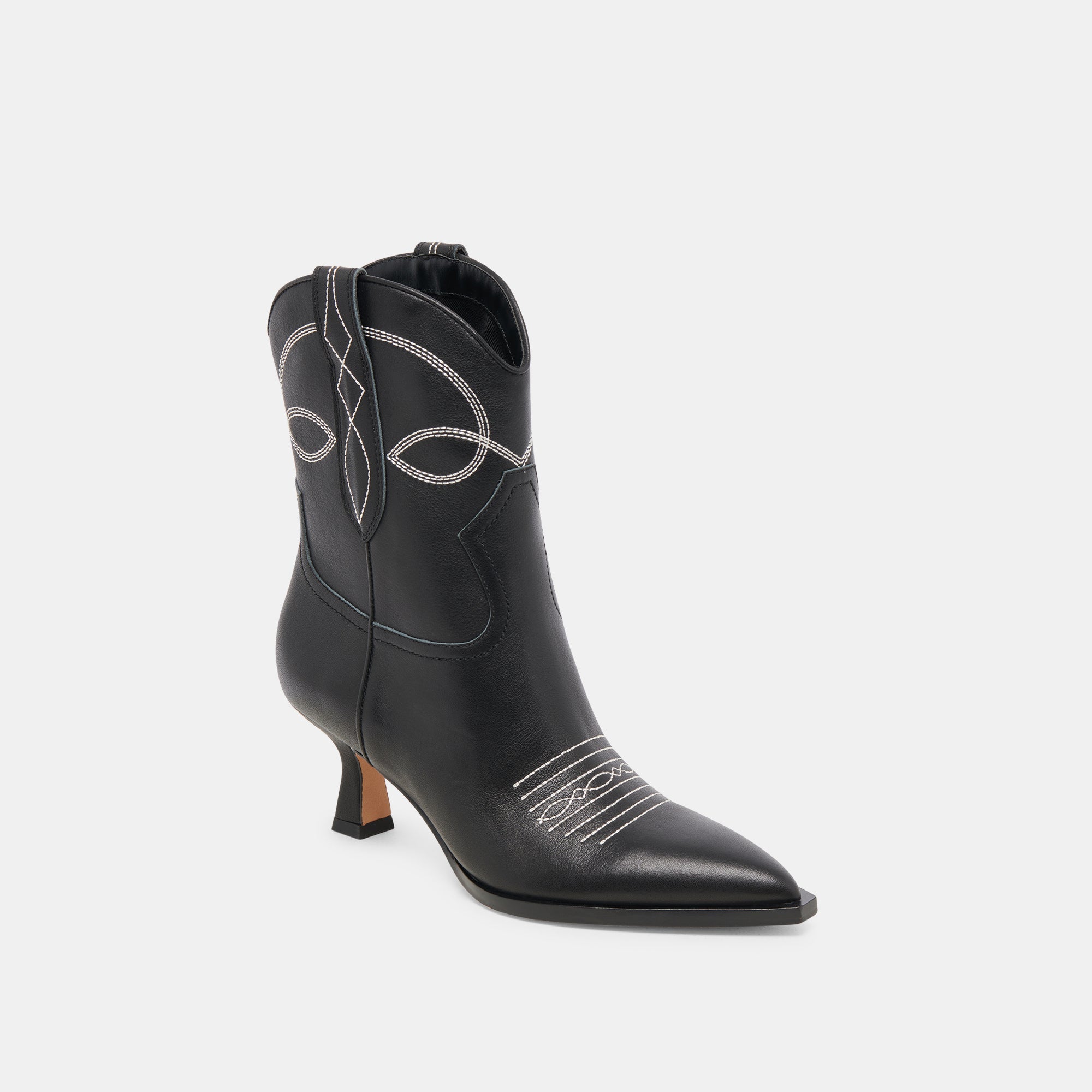 ANGEL BOOTIES BLACK WHITE LEATHER | Women Dolce Vita