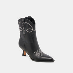 ANGEL BOOTIES BLACK WHITE LEATHER | Women Dolce Vita