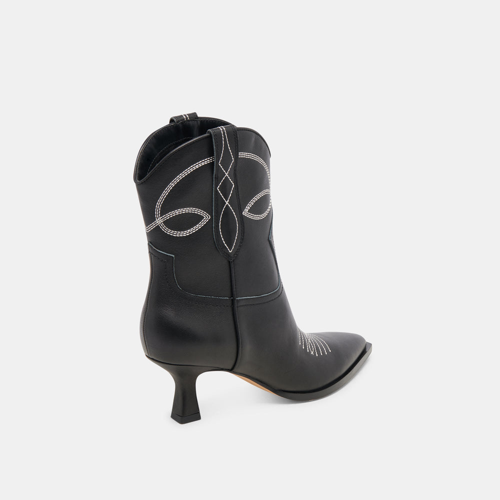 ANGEL BOOTIES BLACK WHITE LEATHER | Women Dolce Vita