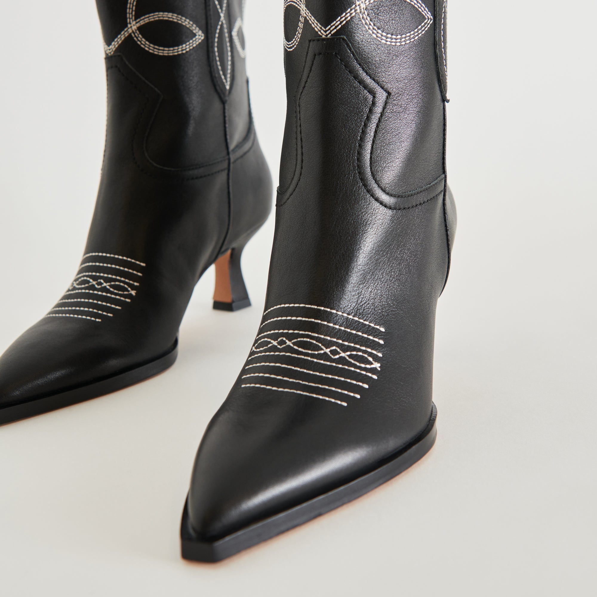 ANGEL BOOTIES BLACK WHITE LEATHER | Women Dolce Vita