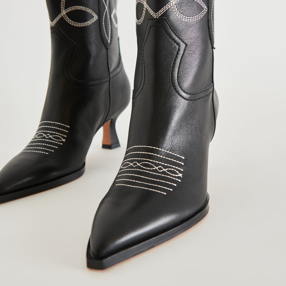 ANGEL BOOTIES BLACK WHITE LEATHER | Women Dolce Vita