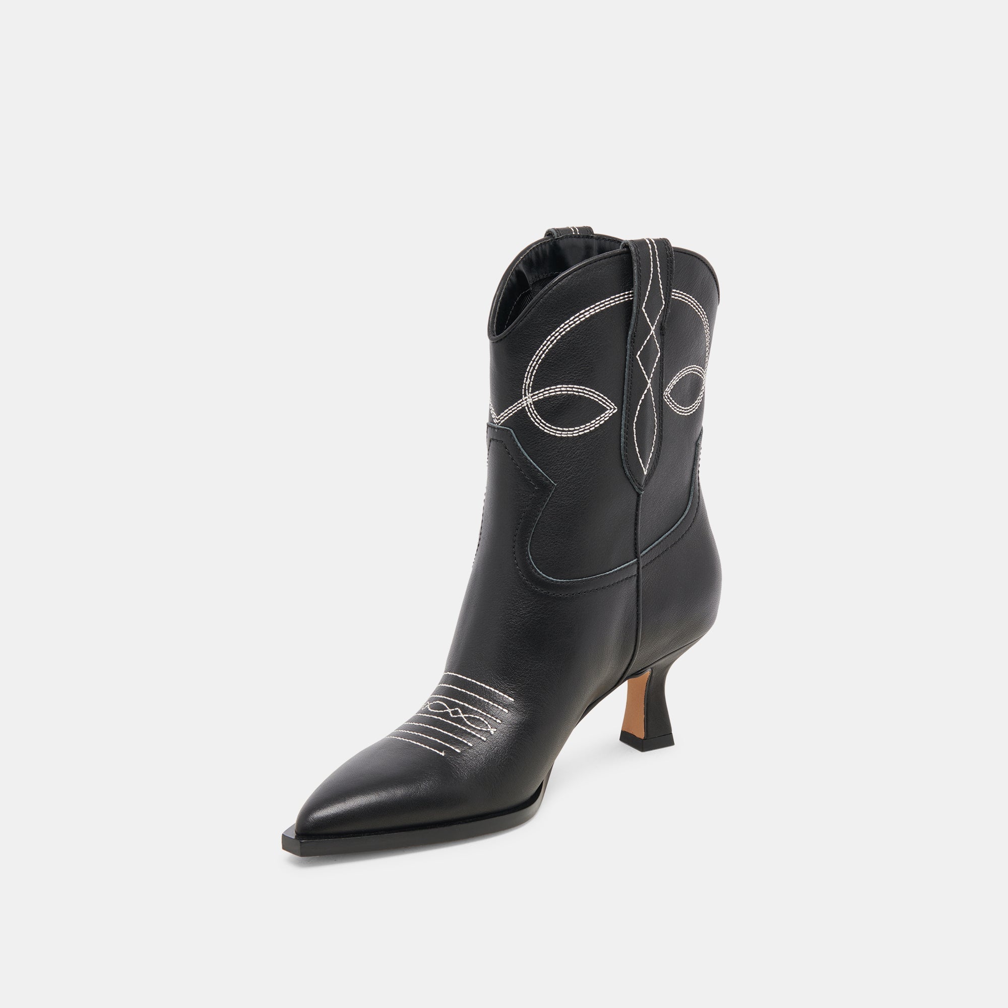 ANGEL BOOTIES BLACK WHITE LEATHER | Women Dolce Vita