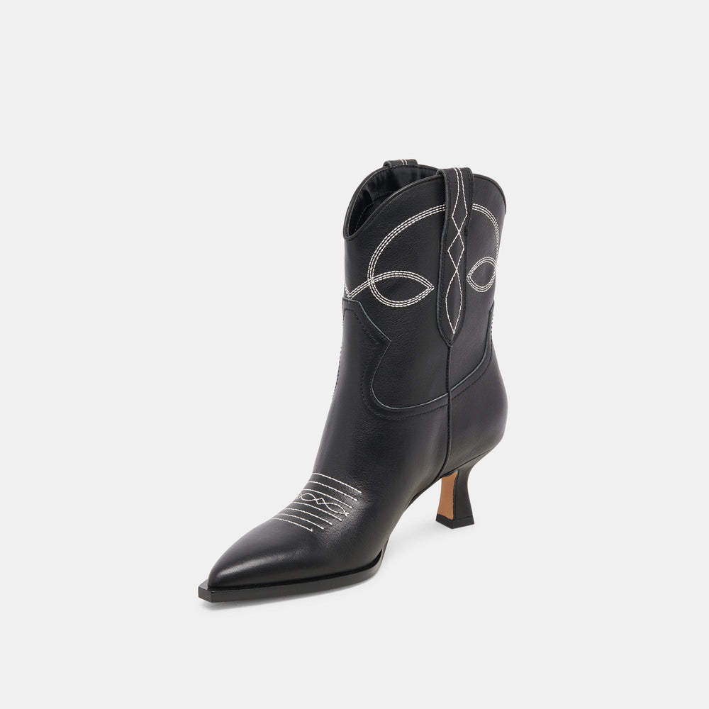 ANGEL BOOTIES BLACK WHITE LEATHER | Women Dolce Vita