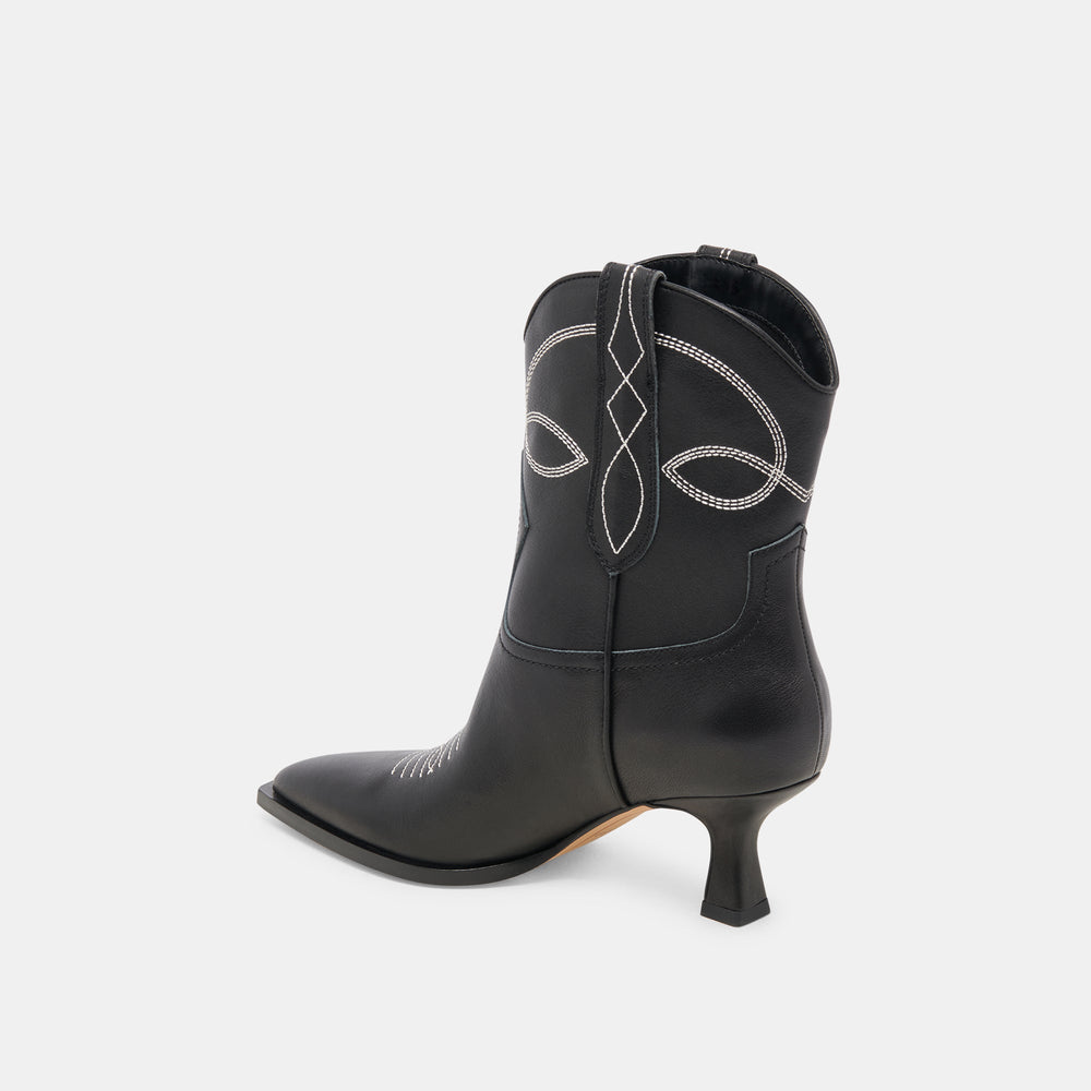 ANGEL BOOTIES BLACK WHITE LEATHER | Women Dolce Vita