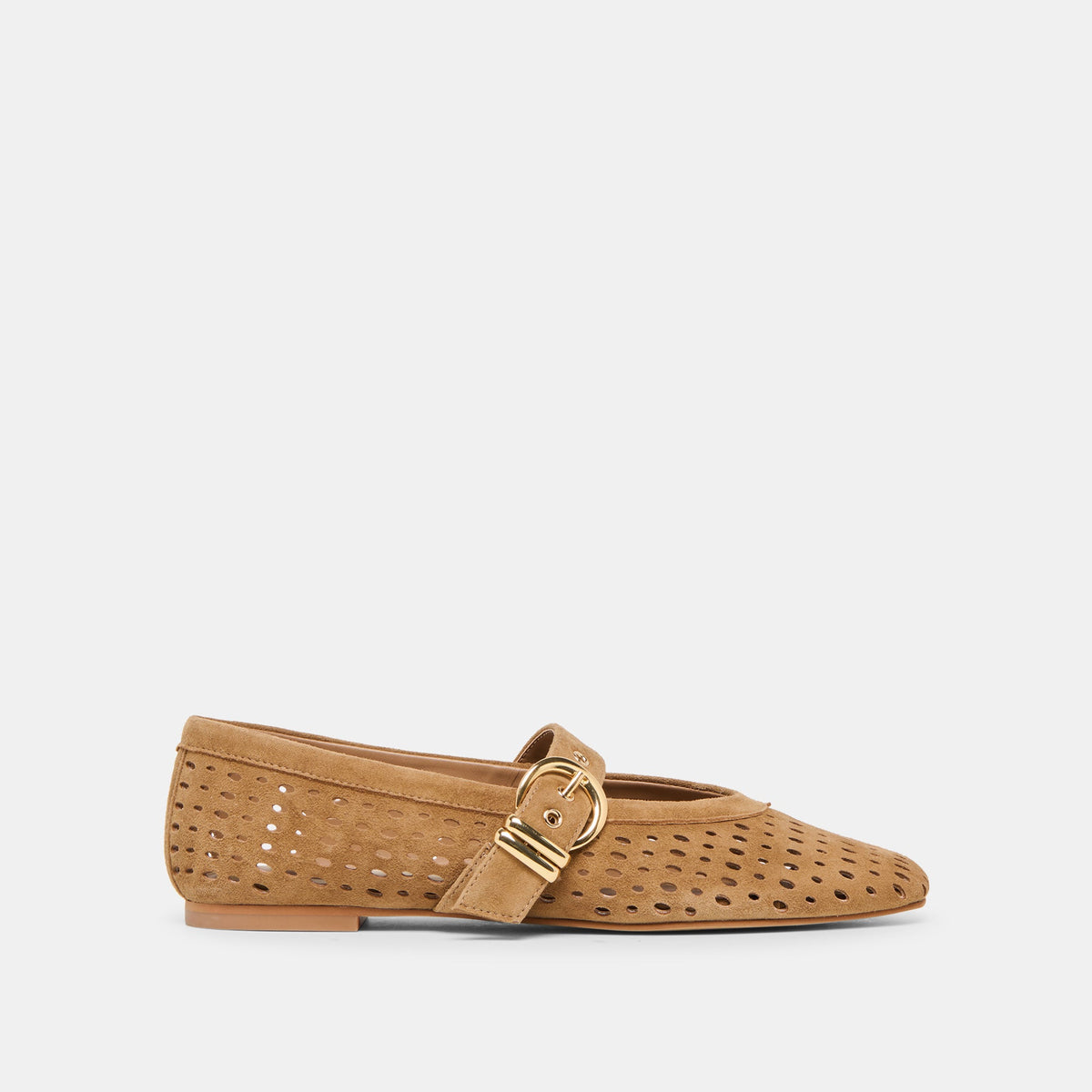Mikel Lt Brown Perforated Suede Ballet Flats | Women Dolce Vita