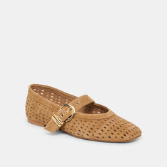 Mikel Lt Brown Perforated Suede Ballet Flats | Women Dolce Vita