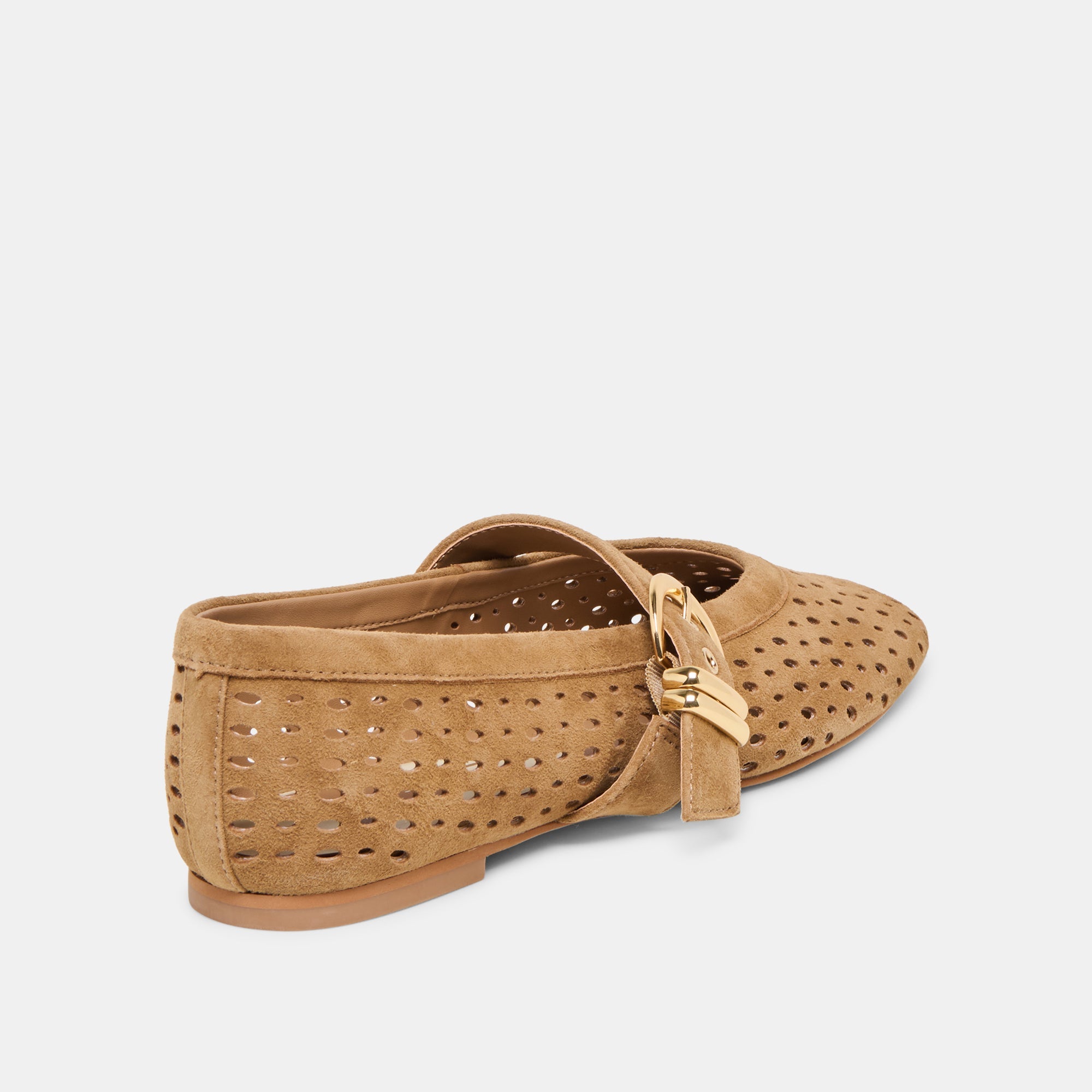 Mikel Lt Brown Perforated Suede Ballet Flats | Women Dolce Vita