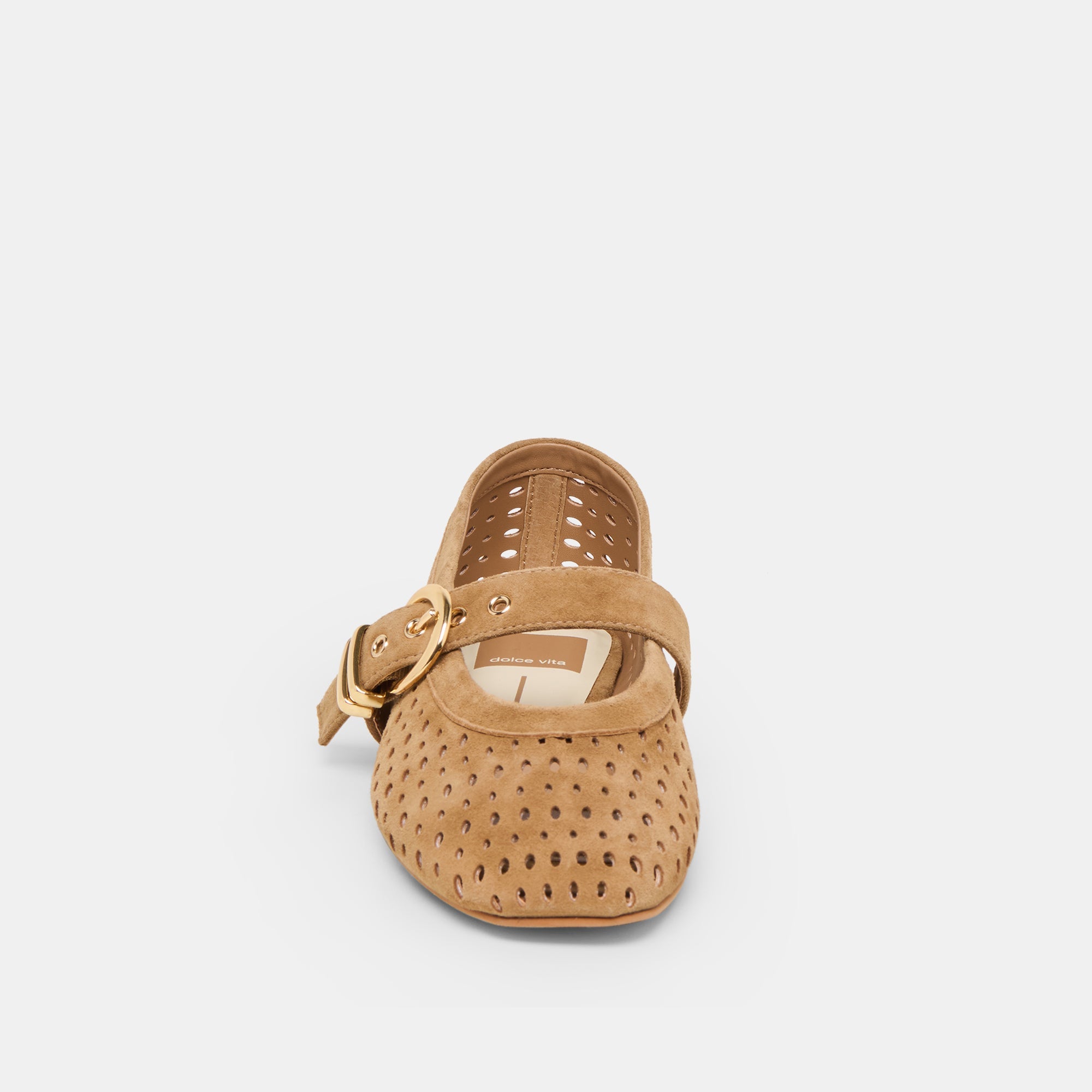 Mikel Lt Brown Perforated Suede Ballet Flats | Women Dolce Vita