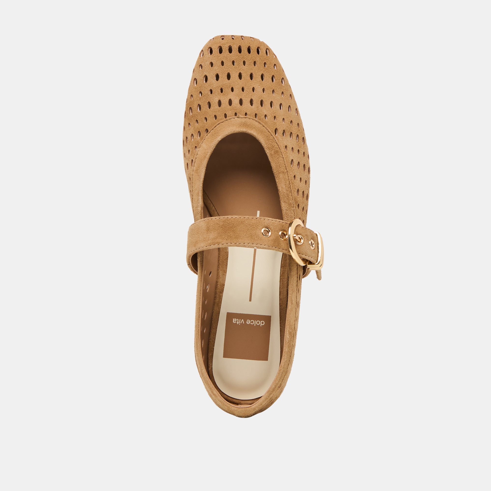 Mikel Lt Brown Perforated Suede Ballet Flats | Women Dolce Vita