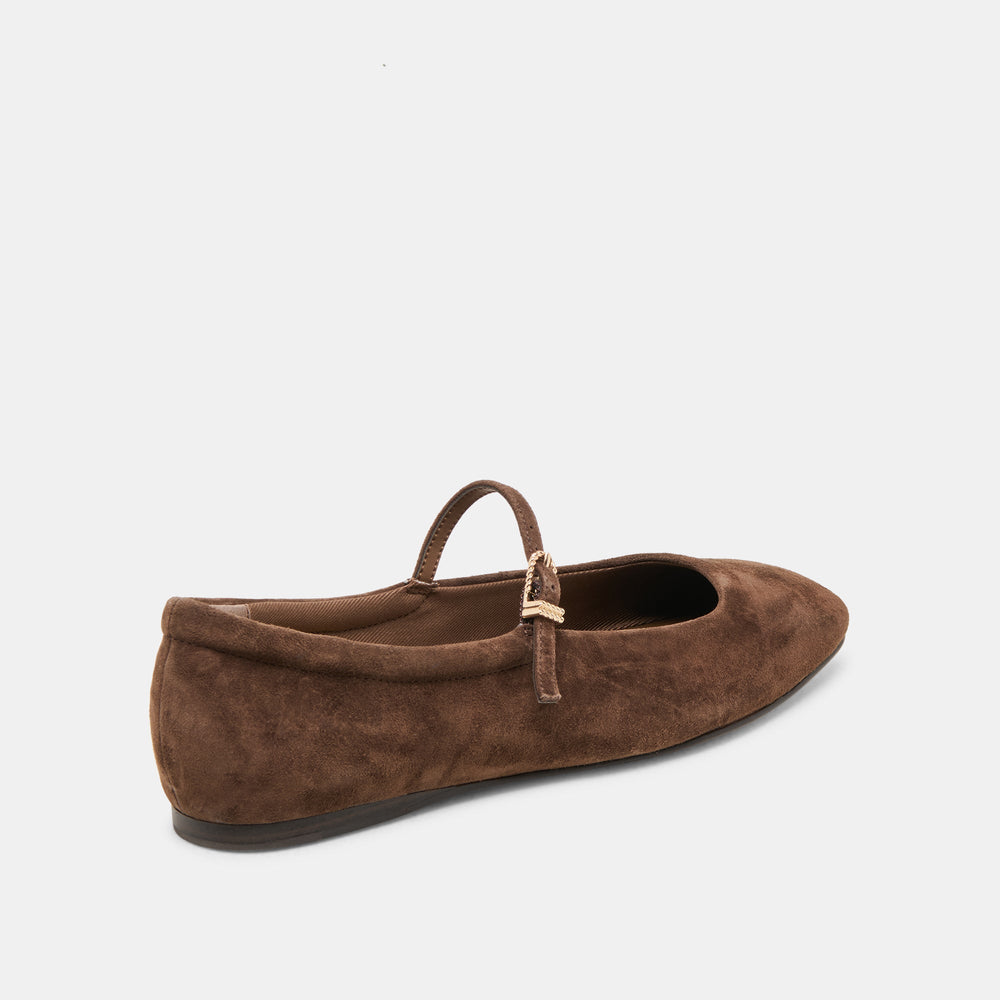 Reyes Dk Brown Suede Ballet Flats | Women Dolce Vita