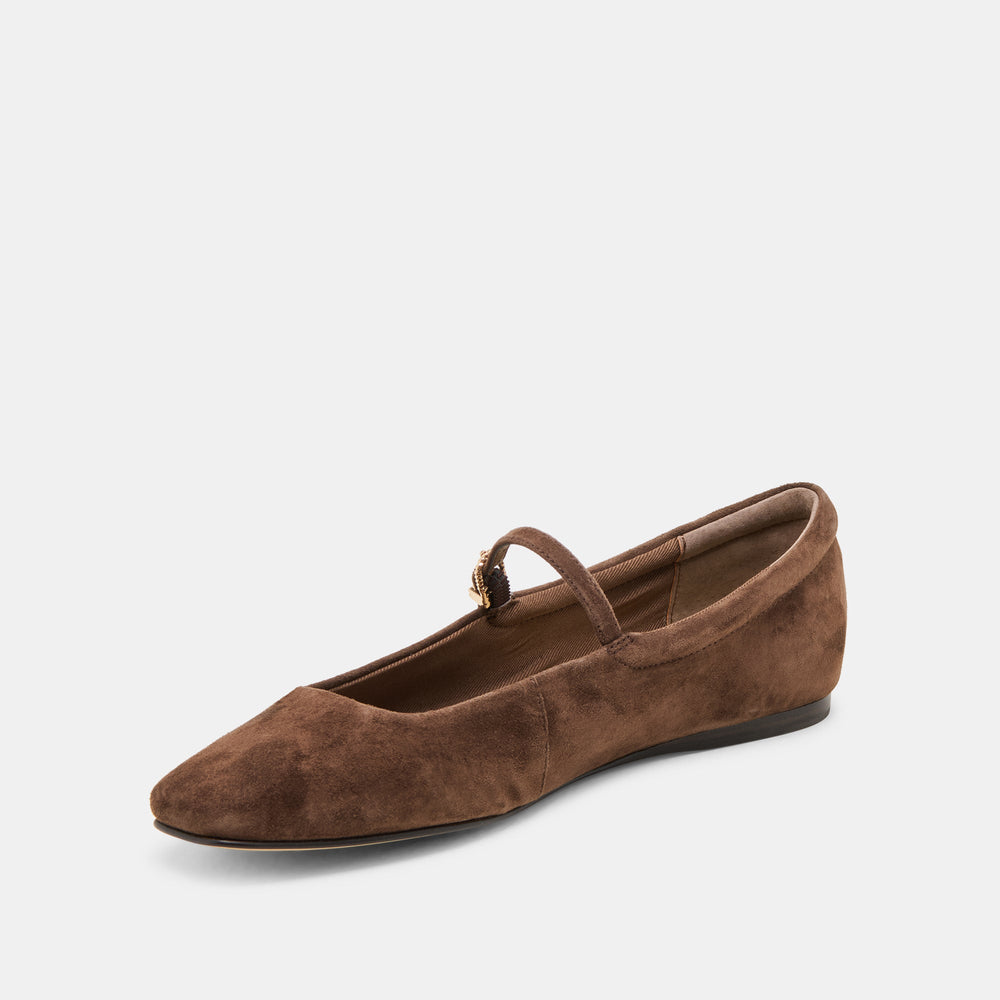 Reyes Dk Brown Suede Ballet Flats | Women Dolce Vita