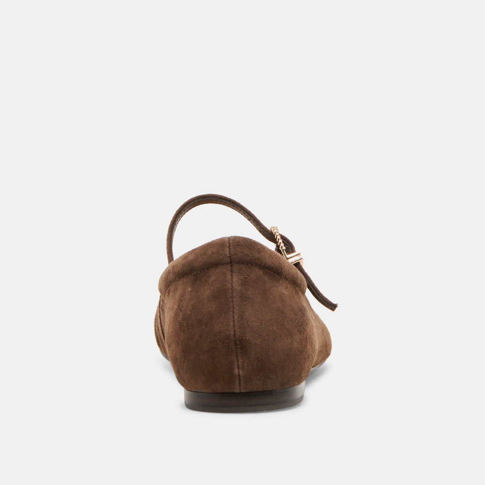 Reyes Dk Brown Suede Ballet Flats | Women Dolce Vita