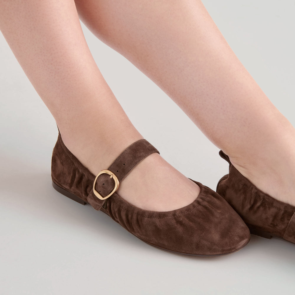 Caely Dk Brown Suede Ballet Flats | Dolce Vita Women