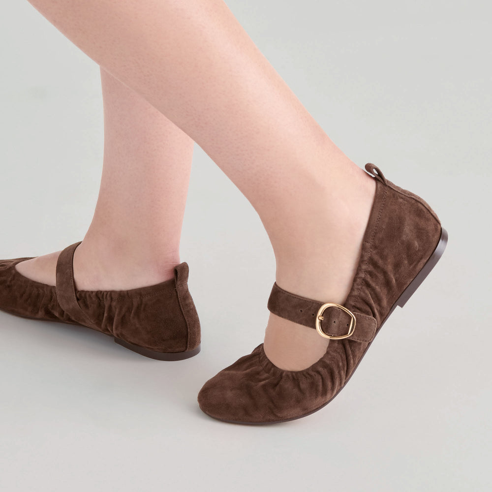 Caely Dk Brown Suede Ballet Flats | Dolce Vita Women