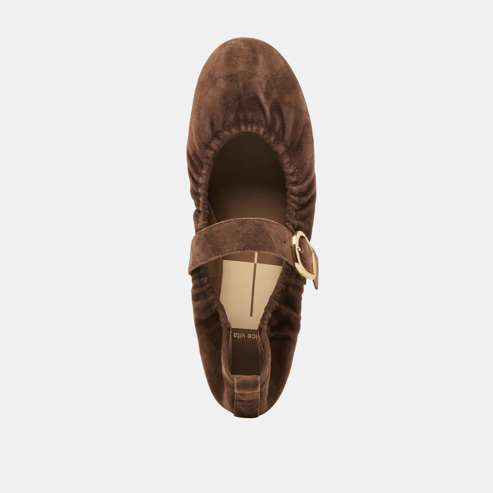 Caely Dk Brown Suede Ballet Flats | Dolce Vita Women