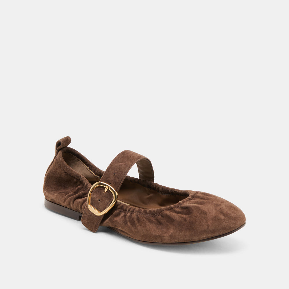 Caely Dk Brown Suede Ballet Flats | Dolce Vita Women