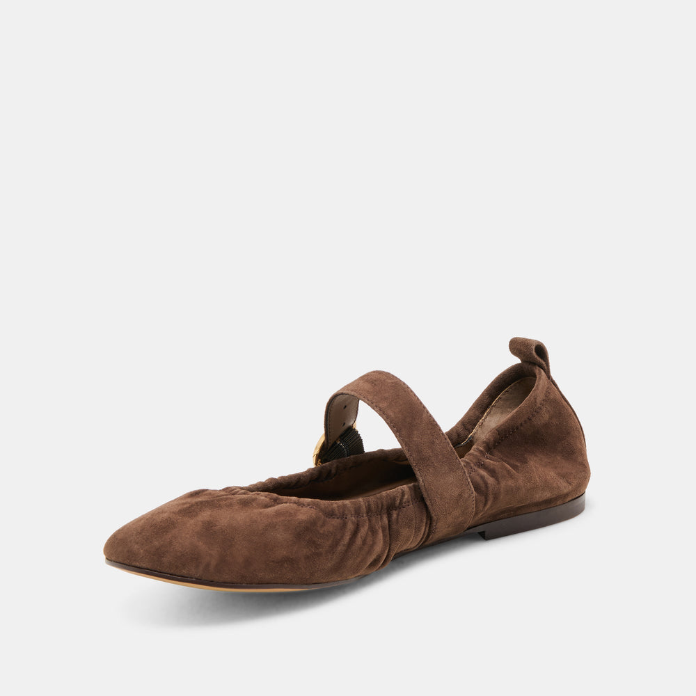 Caely Dk Brown Suede Ballet Flats | Dolce Vita Women