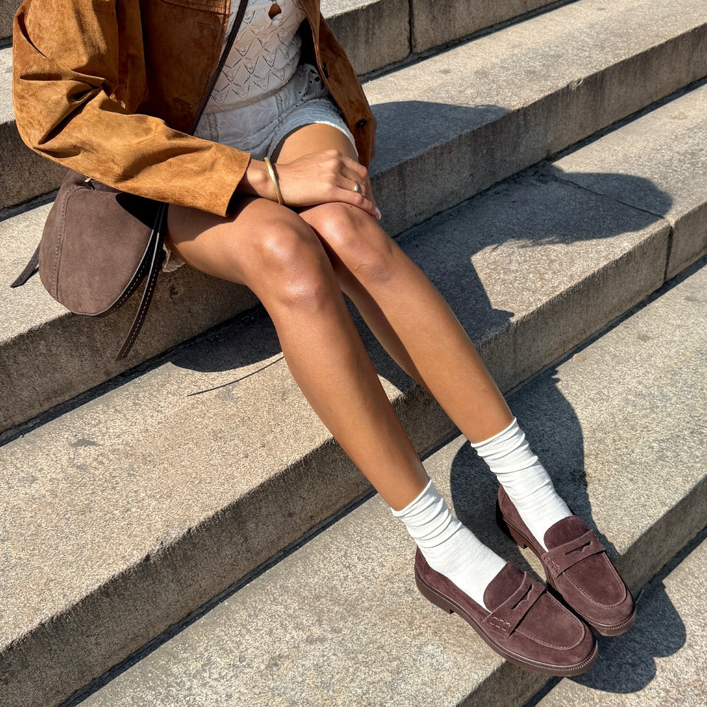 Tiggy Mahogany Suede Loafers | Women Dolce Vita