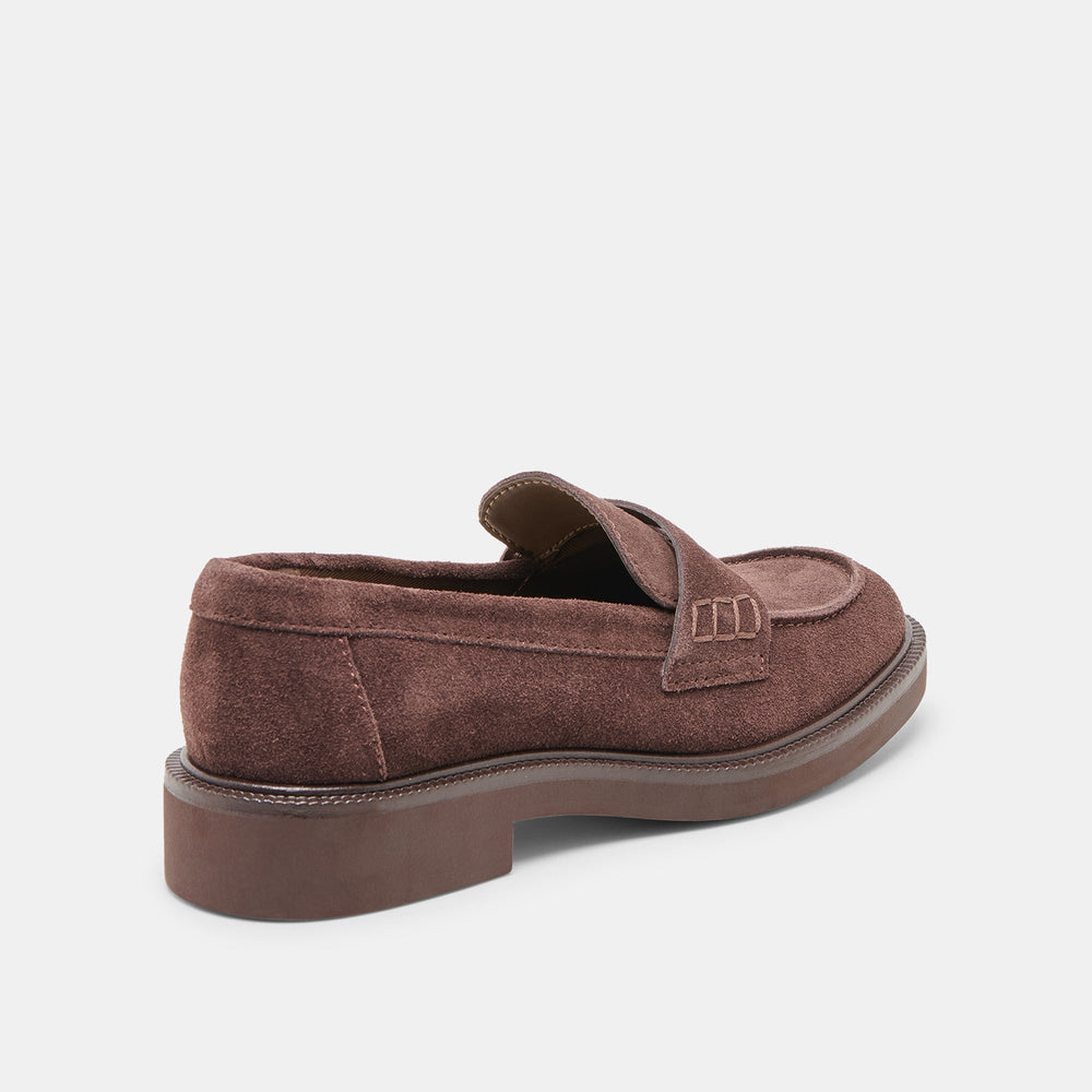 Tiggy Mahogany Suede Loafers | Women Dolce Vita