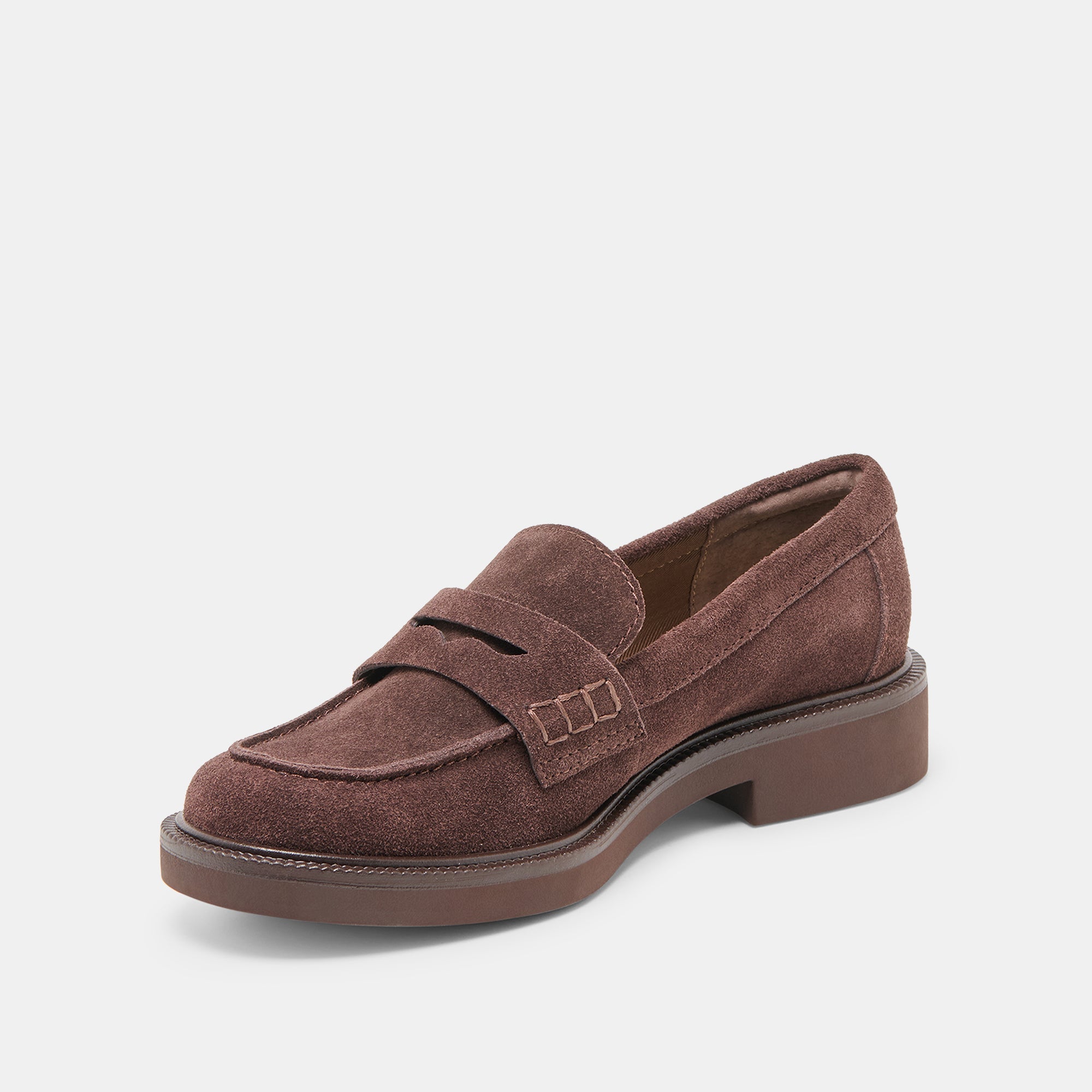 Tiggy Mahogany Suede Loafers | Women Dolce Vita