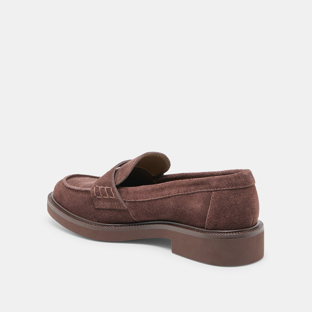 Tiggy Mahogany Suede Loafers | Women Dolce Vita