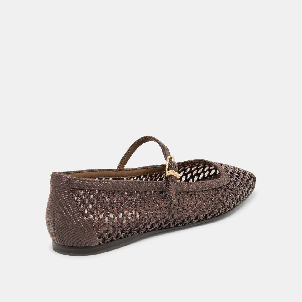 Reyes Chocolate Woven Raffia Ballet Flats | Women Dolce Vita