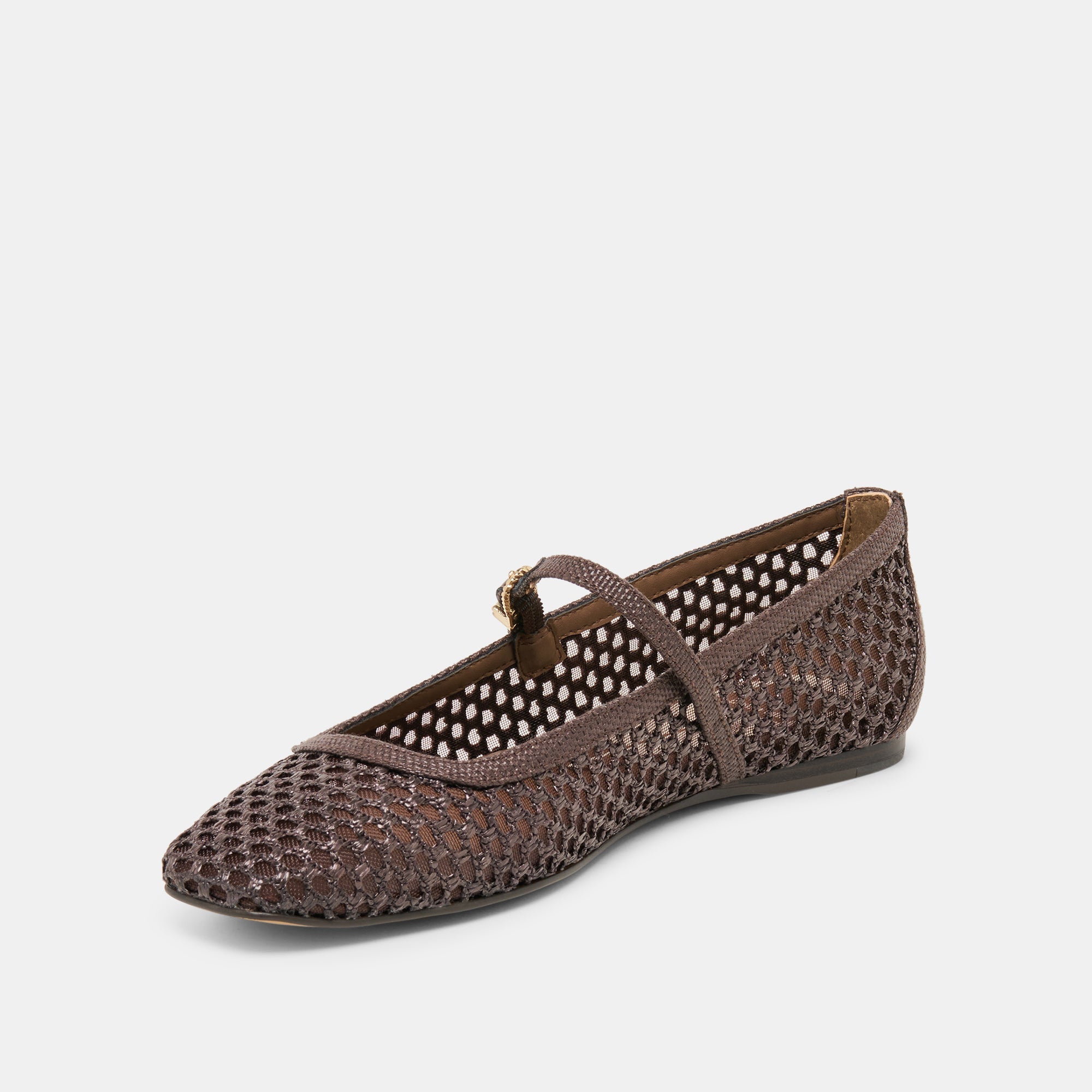 Reyes Chocolate Woven Raffia Ballet Flats | Women Dolce Vita