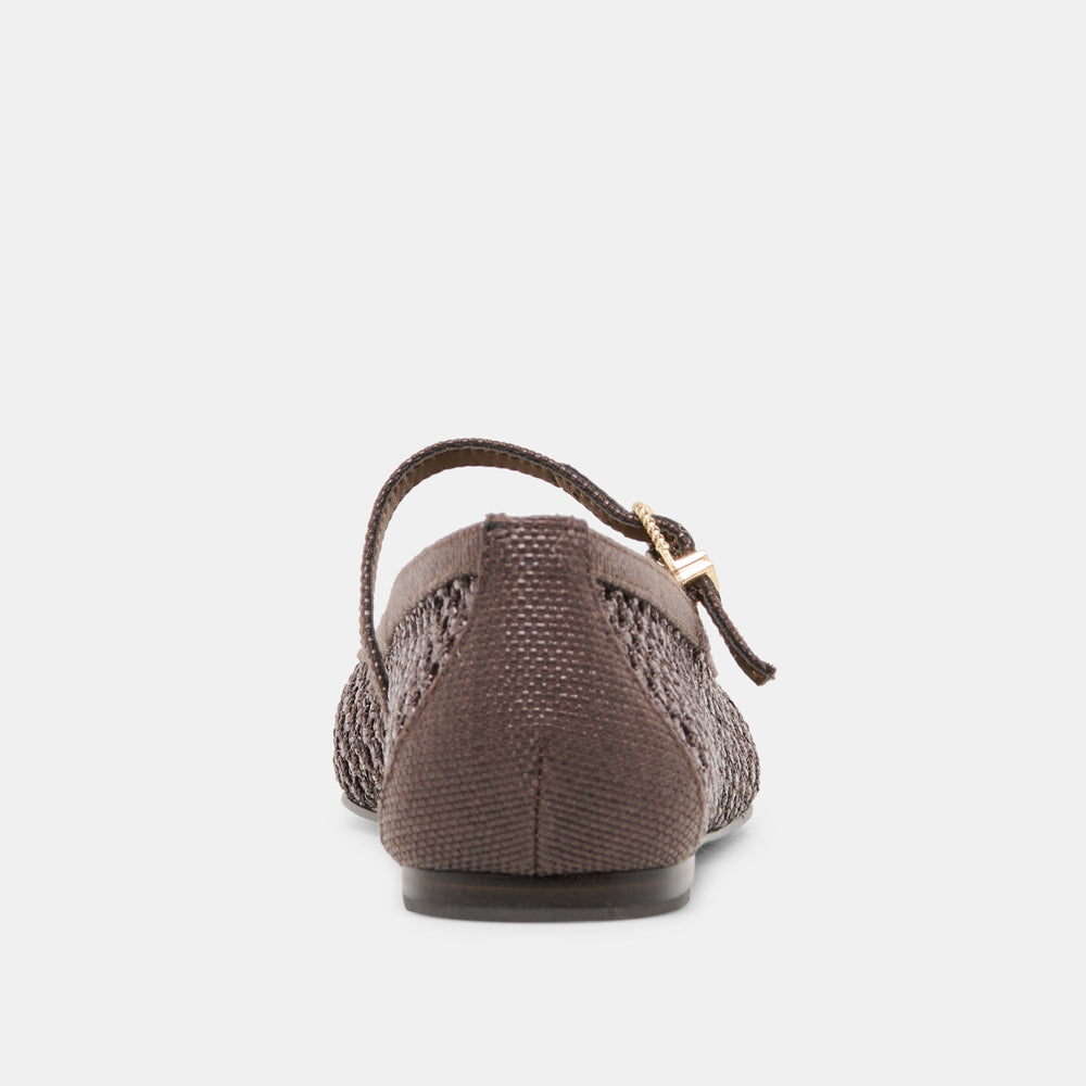 Reyes Chocolate Woven Raffia Ballet Flats | Women Dolce Vita