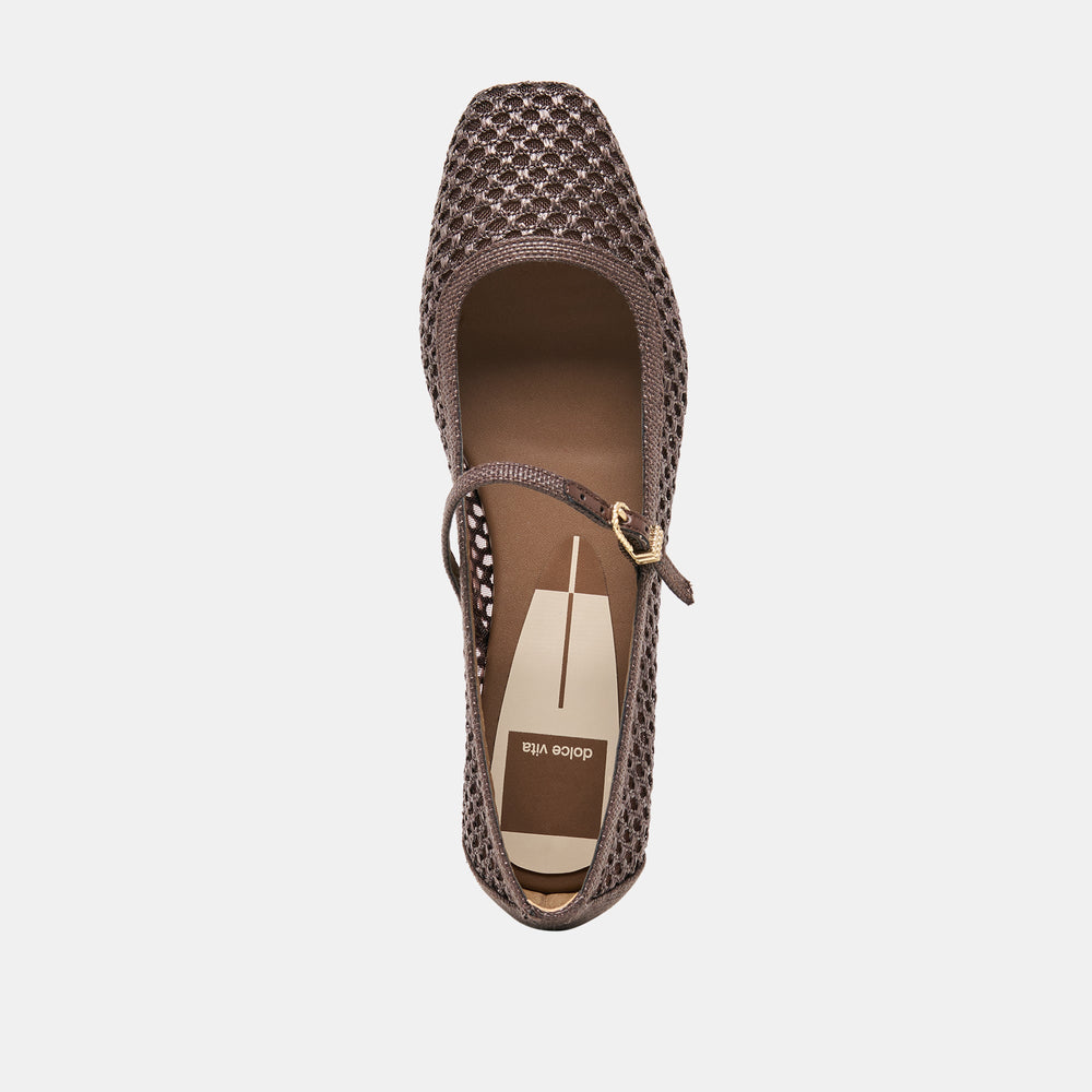 Reyes Chocolate Woven Raffia Ballet Flats | Women Dolce Vita