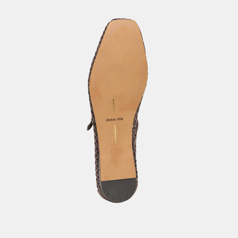 Reyes Chocolate Woven Raffia Ballet Flats | Women Dolce Vita