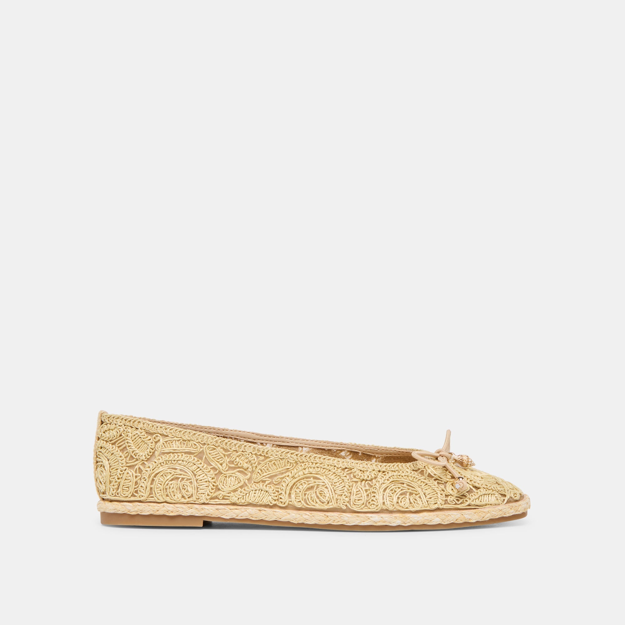 Tianna Lt Natural Raffia Lace Ballet Flats | Women Dolce Vita