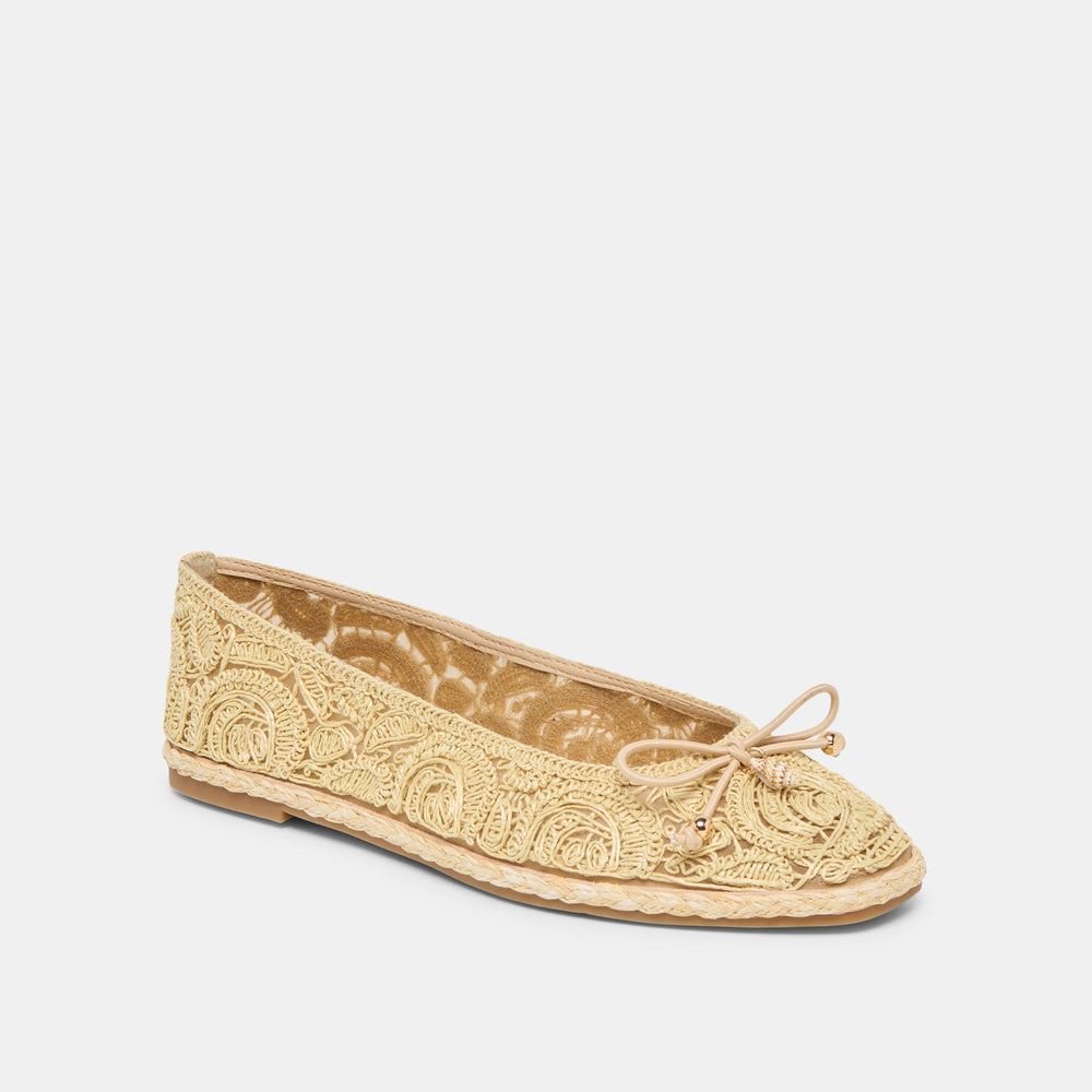 Tianna Lt Natural Raffia Lace Ballet Flats | Women Dolce Vita