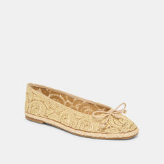 Tianna Lt Natural Raffia Lace Ballet Flats | Women Dolce Vita