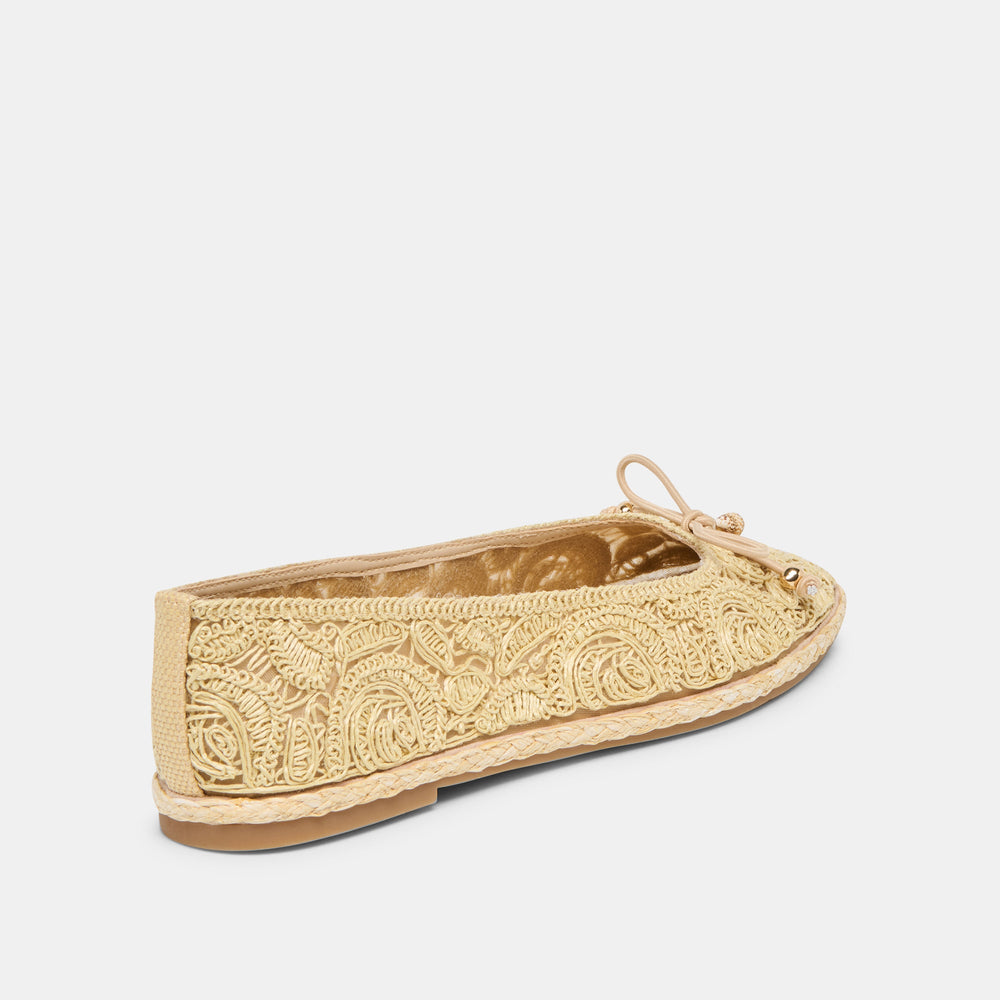 Tianna Lt Natural Raffia Lace Ballet Flats | Women Dolce Vita