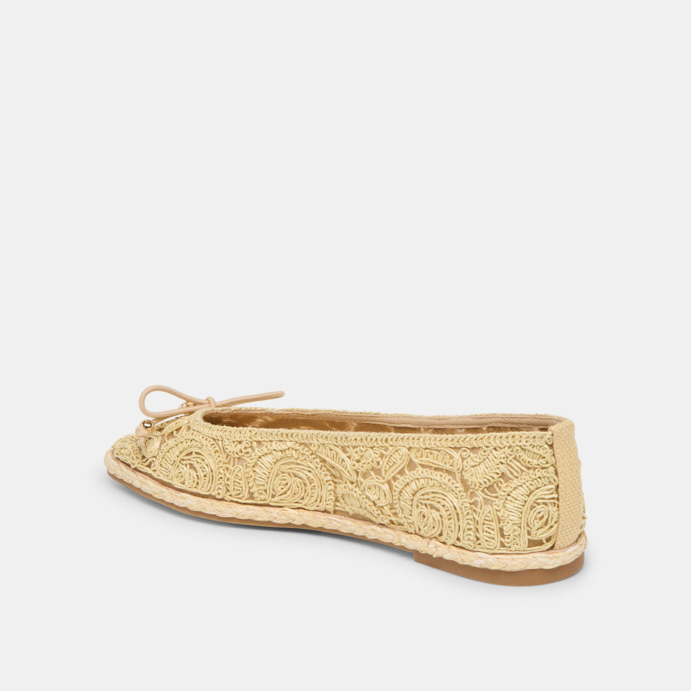 Tianna Lt Natural Raffia Lace Ballet Flats | Women Dolce Vita