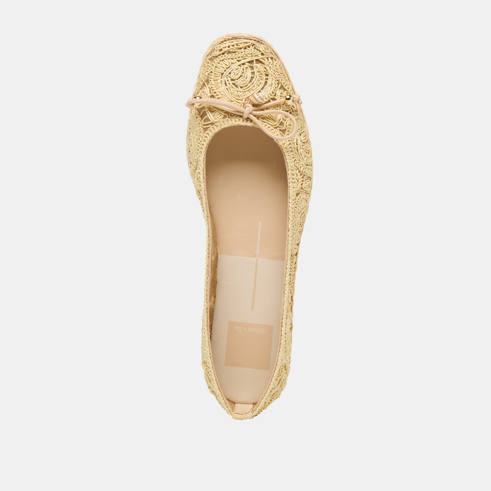 Tianna Lt Natural Raffia Lace Ballet Flats | Women Dolce Vita