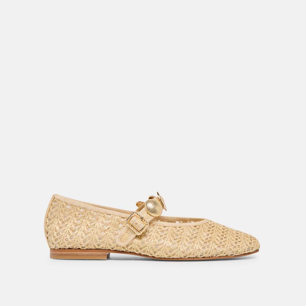 Relan Natural Cross Hatch Raffia Ballet Flats | Women Dolce Vita