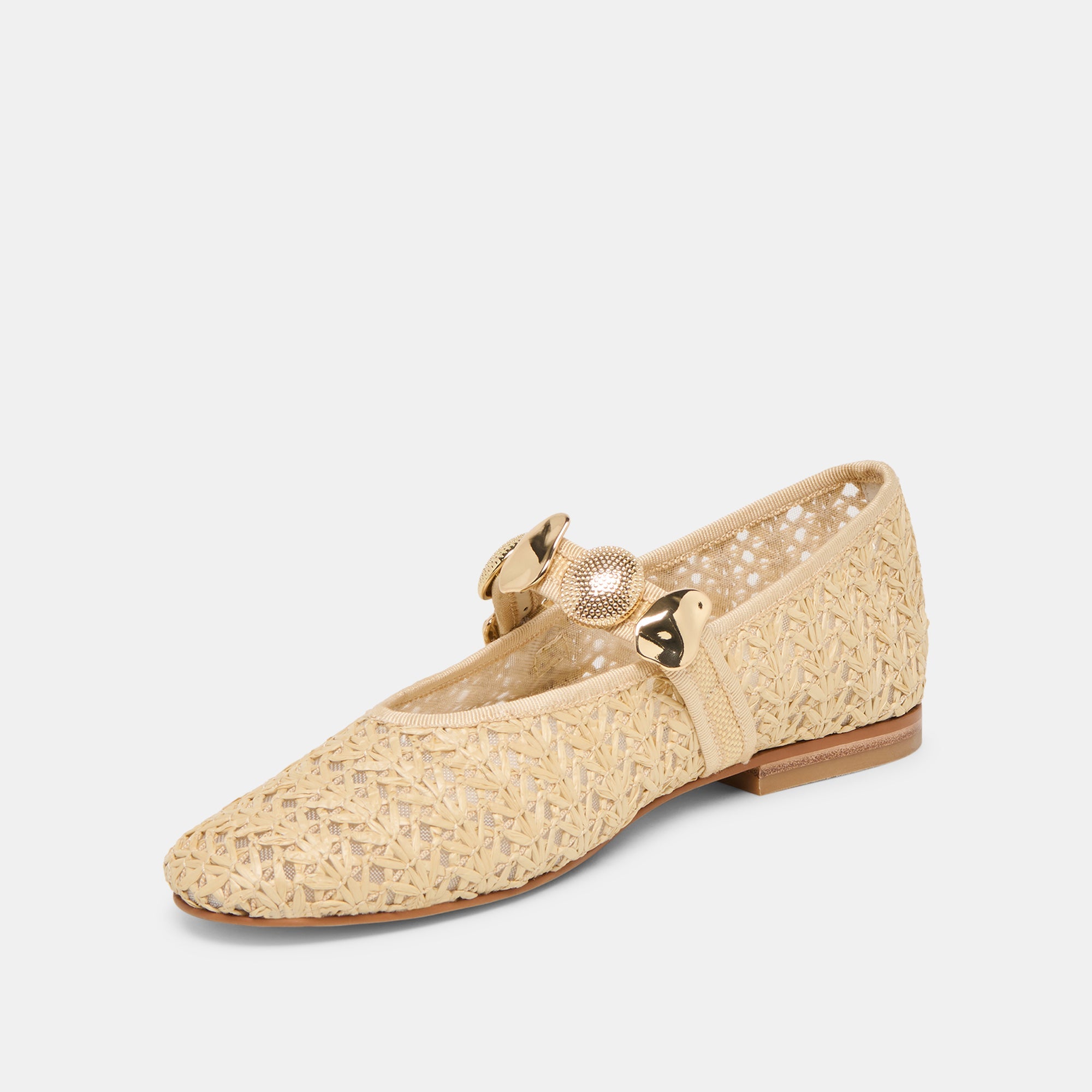 Relan Natural Cross Hatch Raffia Ballet Flats | Women Dolce Vita