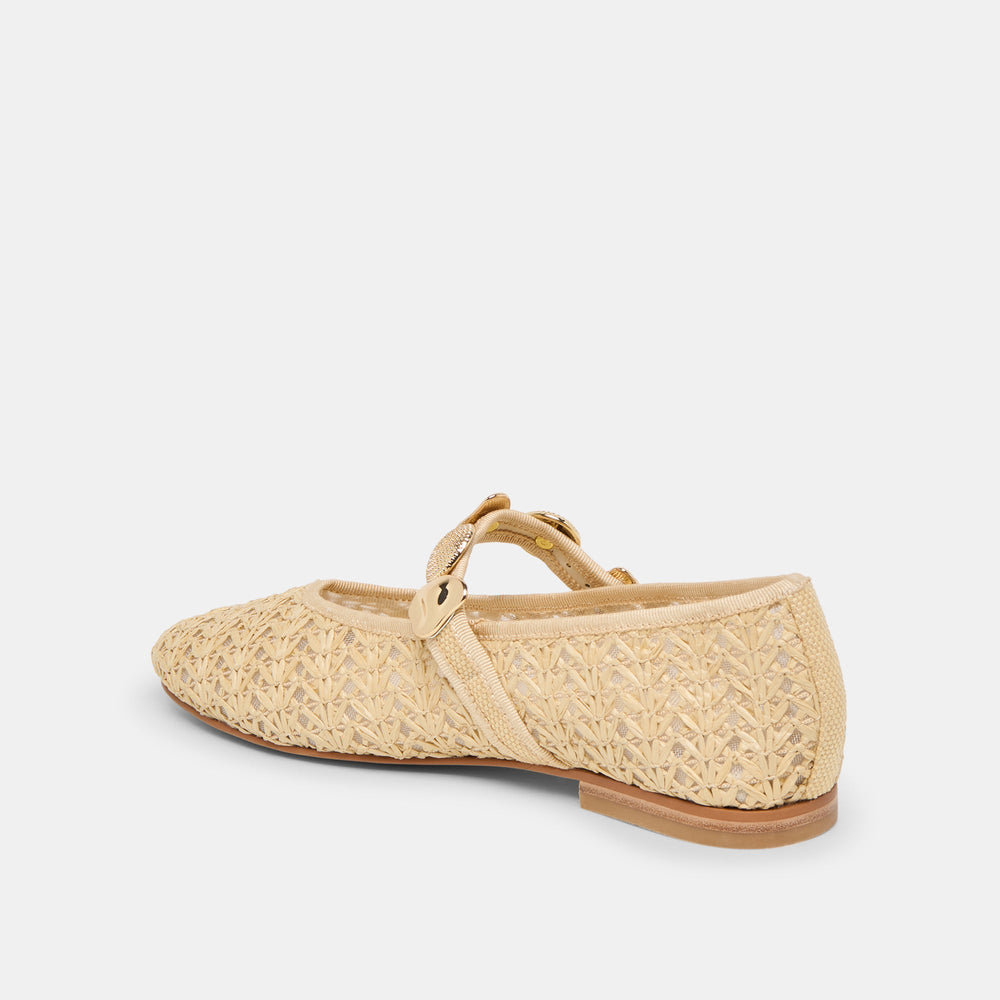 Relan Natural Cross Hatch Raffia Ballet Flats | Women Dolce Vita