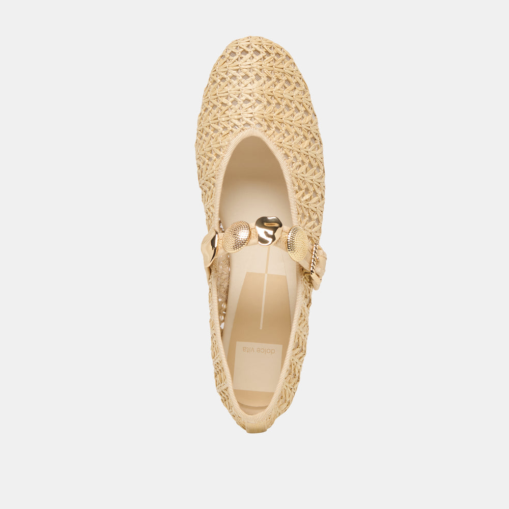 Relan Natural Cross Hatch Raffia Ballet Flats | Women Dolce Vita
