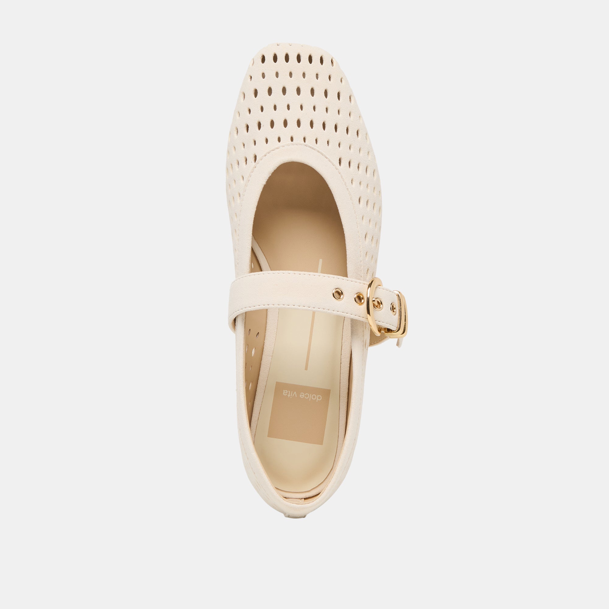 Mikel Creme Perforated Suede Ballet Flats | Women Dolce Vita
