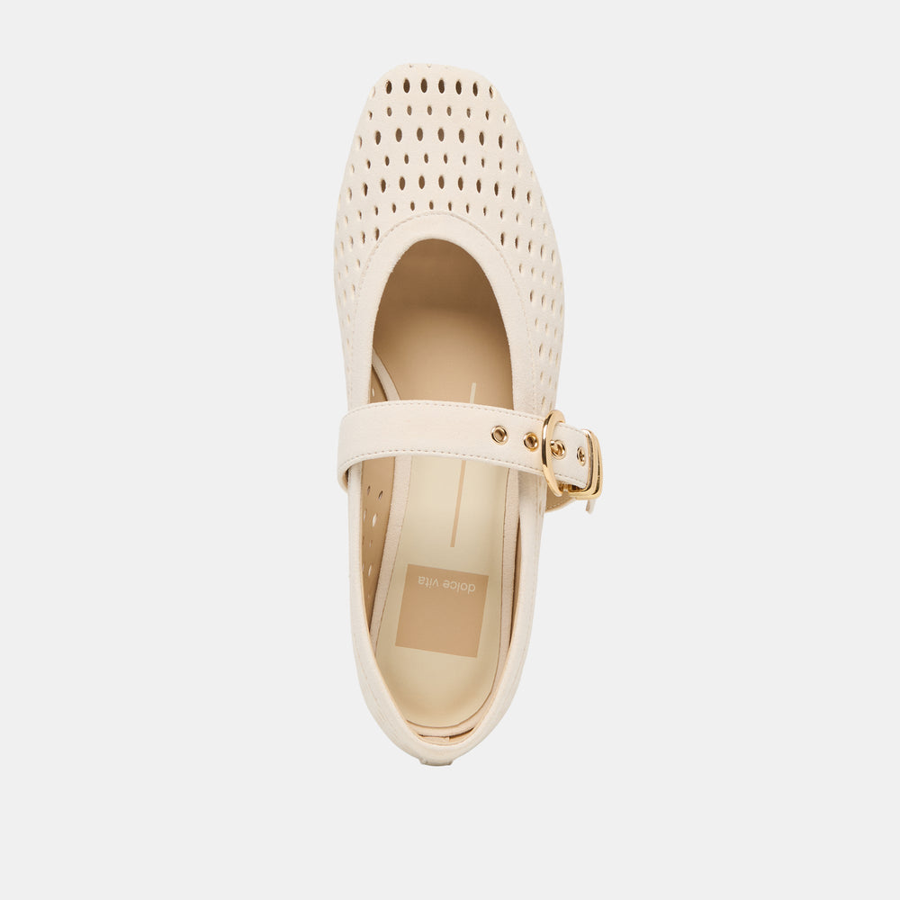 Mikel Creme Perforated Suede Ballet Flats | Women Dolce Vita
