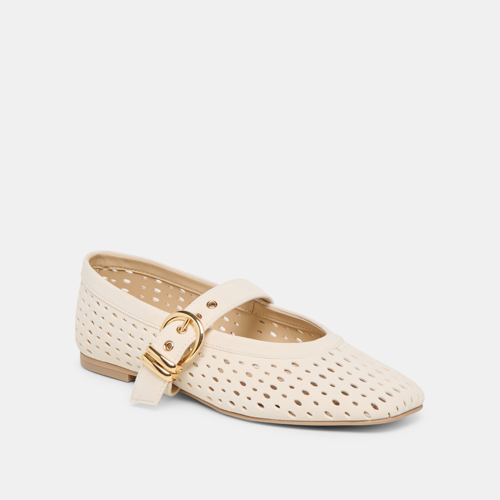 Mikel Creme Perforated Suede Ballet Flats | Women Dolce Vita