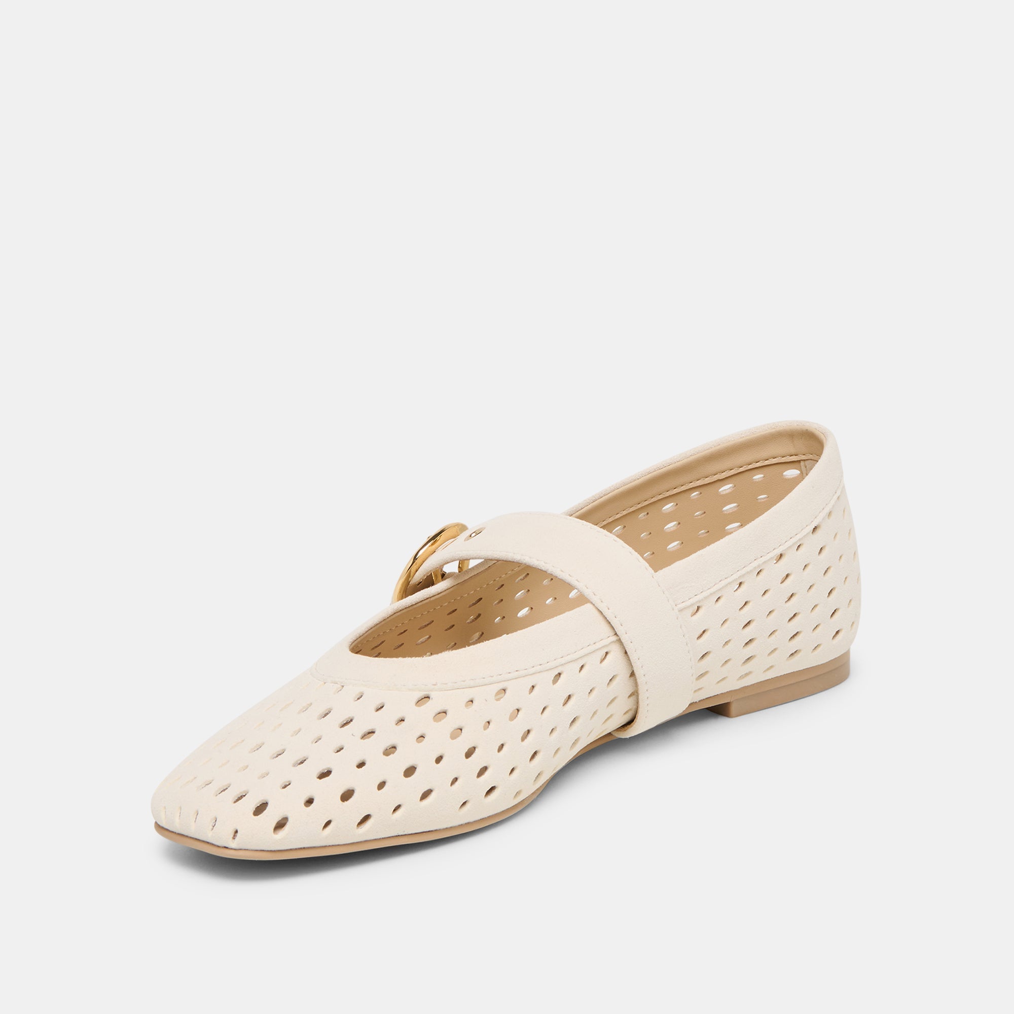 Mikel Creme Perforated Suede Ballet Flats | Women Dolce Vita